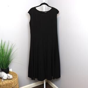 J. Peterman Black Fit & Flare Midi Dress Elegant Classic Estimated Size 14